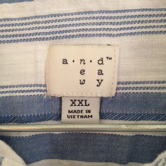 A New Day Blue and White Striped Button Down Shirt - Picture 8 of 9